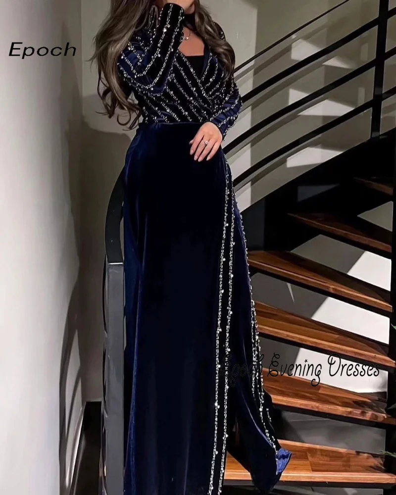 Epoch فساتين سهره سعوديه Formal Evening Dress Elegant Straight Square Collar Sequined Custom Made Cocktail Prom Gown Sexy Women