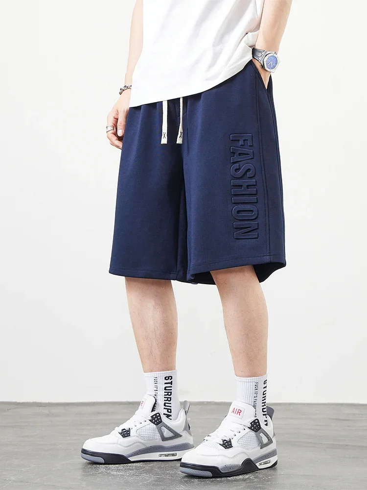 Men\'s Shorts Summer Clothes Fashion Letter Printed Casual Sweatpants Solid Color Loose Cotton Short Pants Male Straight Shorts