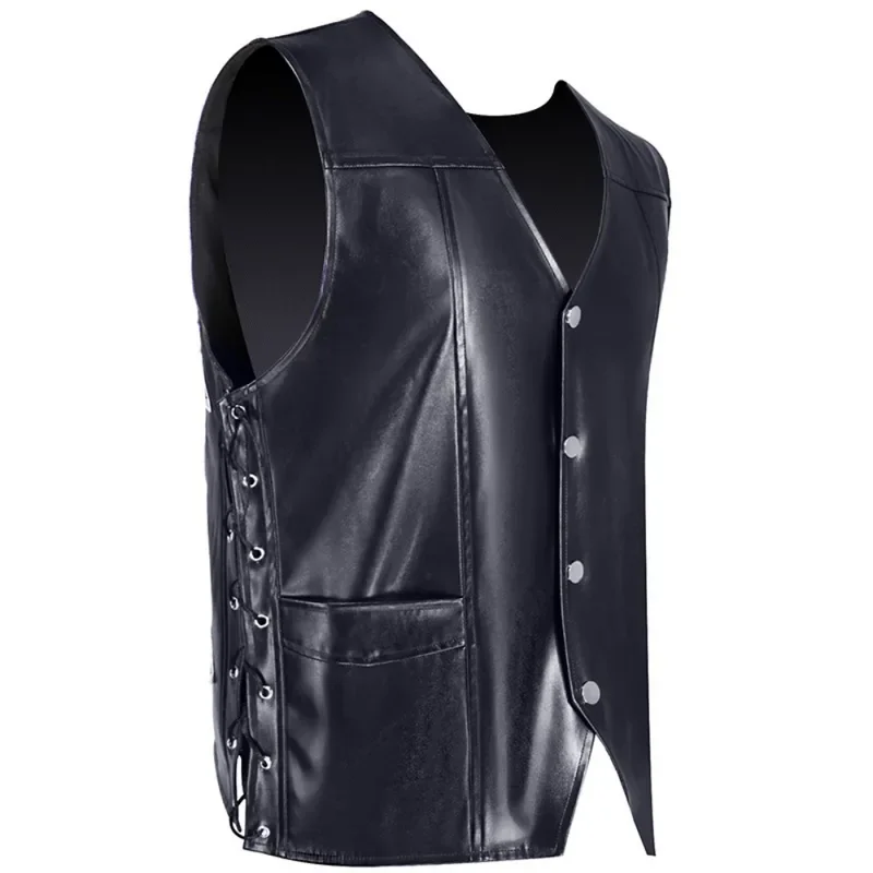 Horror TV Dead Walking Daryl Costume Cosplay Gilet in pelle nera da uomo Gilet da gioco di ruolo per tracker maschile Festa di carnevale di Halloween