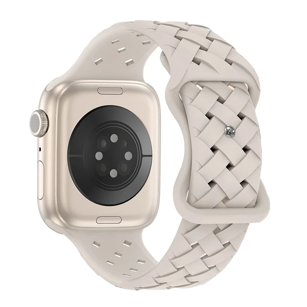 Tali silikon kepang untuk jam tangan Apple, tali silikon olahraga untuk jam tangan Apple, ukuran 45mm, 44mm, 40mm, 49mm, 41mm, gelang bersirkulasi udara, iwatch seri 9 8 7, 6 se ultra 2