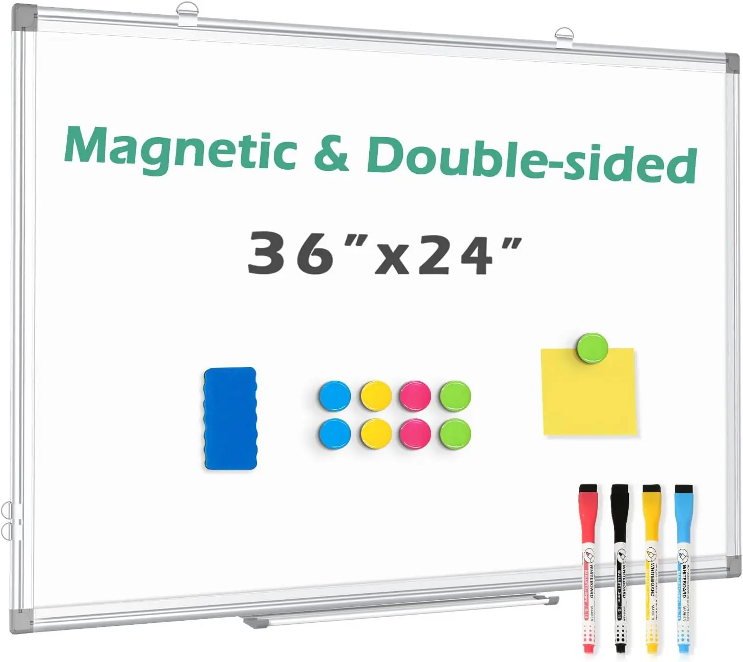 

36x24 Inch Double-Sided Magnetic Dry Erase Whiteboard with Aluminum Frame for Home, Office, School