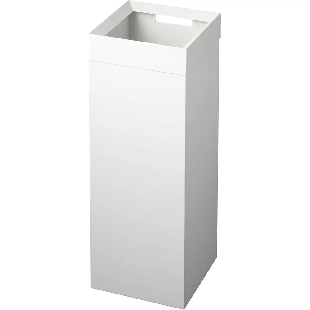 

Slim Steel Waste Basket with Handle, White Metal Trash Can for Kitchen, Bathroom, or Office, 7.25 Gallons, Slim Tall Design