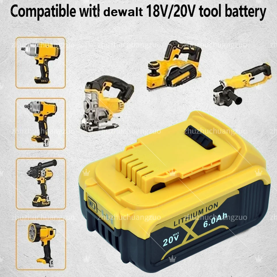 Batería de litio recargable para herramientas eléctricas DeWalt, juego de baterías de 20v y 100% mah, DCB184, DCB200, 1 a 3 piezas, 6000 nueva