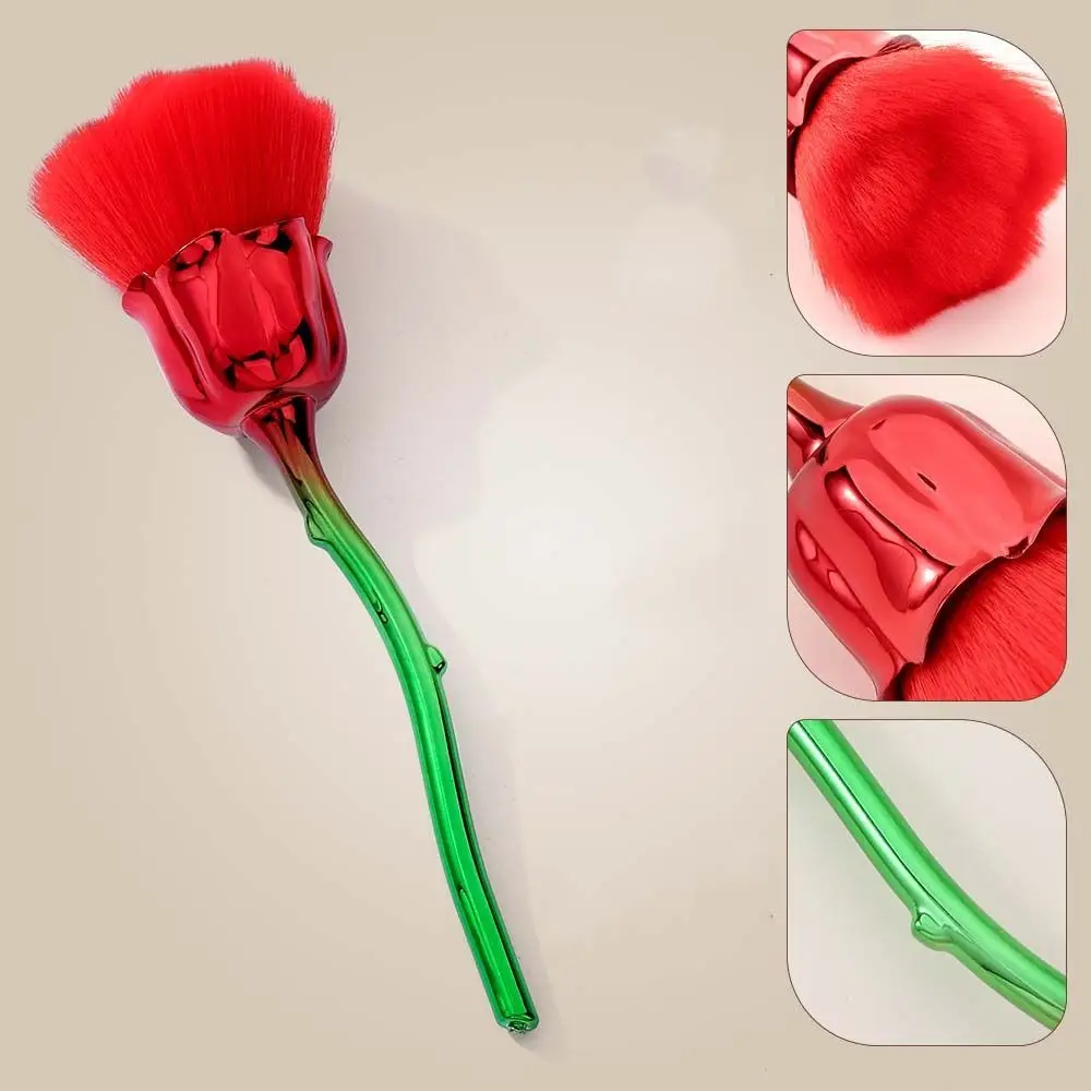 Escova de limpeza de poeira para arte em unhas, flor rosa, lã de nylon, fibra macia, ferramenta cosmética, base criativa, ferramenta de maquiagem