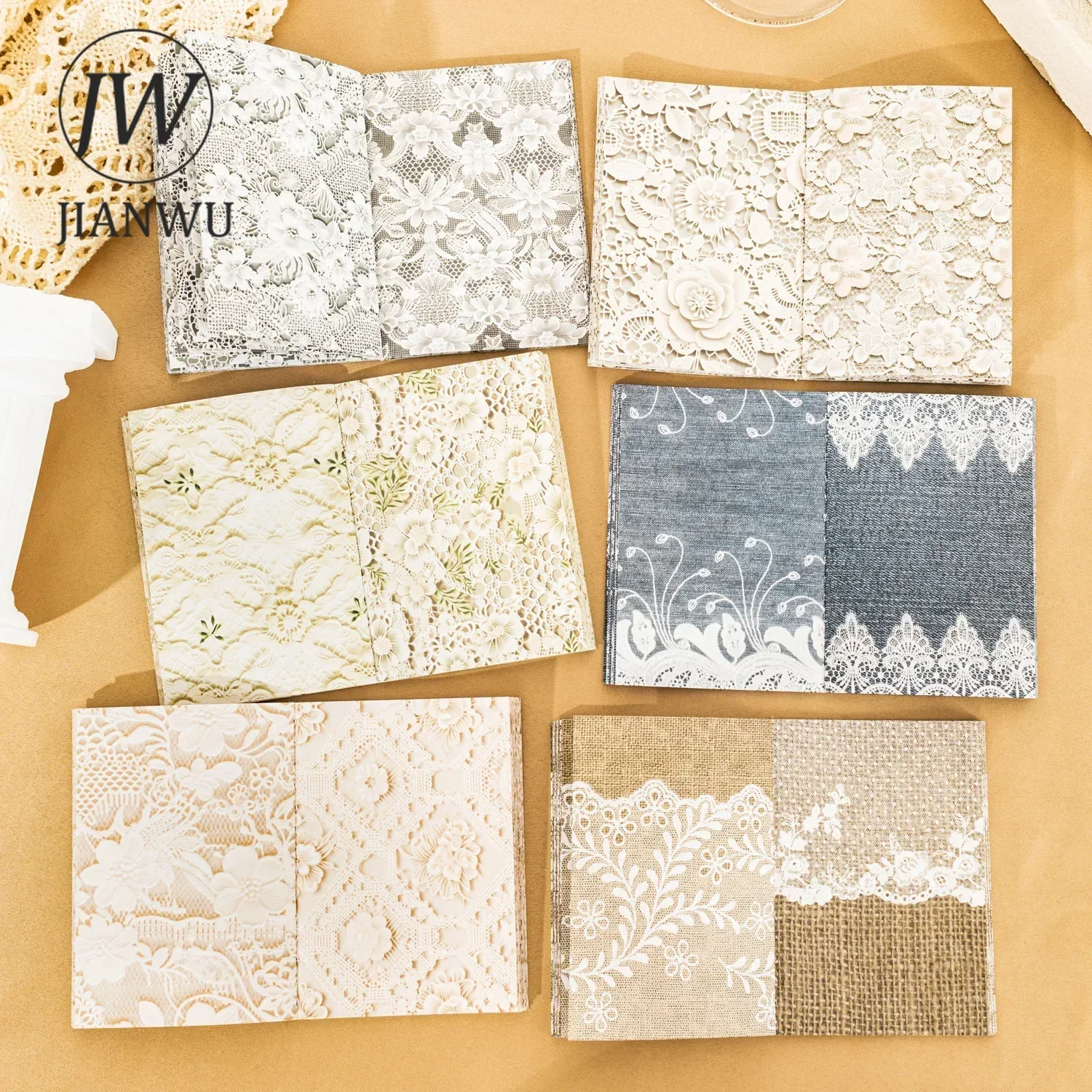 JIANWU Paper Collection Series Vintage Flower Lace Pattern Collage Decor Material Paper Creative DIY Junk Journal Stationery