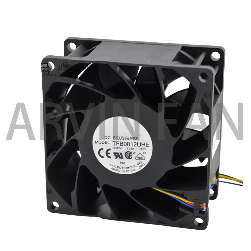 TFB0812UHE DC12V 2.34A 80x80x38 มม.เซิร์ฟเวอร์สแควร์อินเวอร์เตอร์ Axial Cooling พัดลม