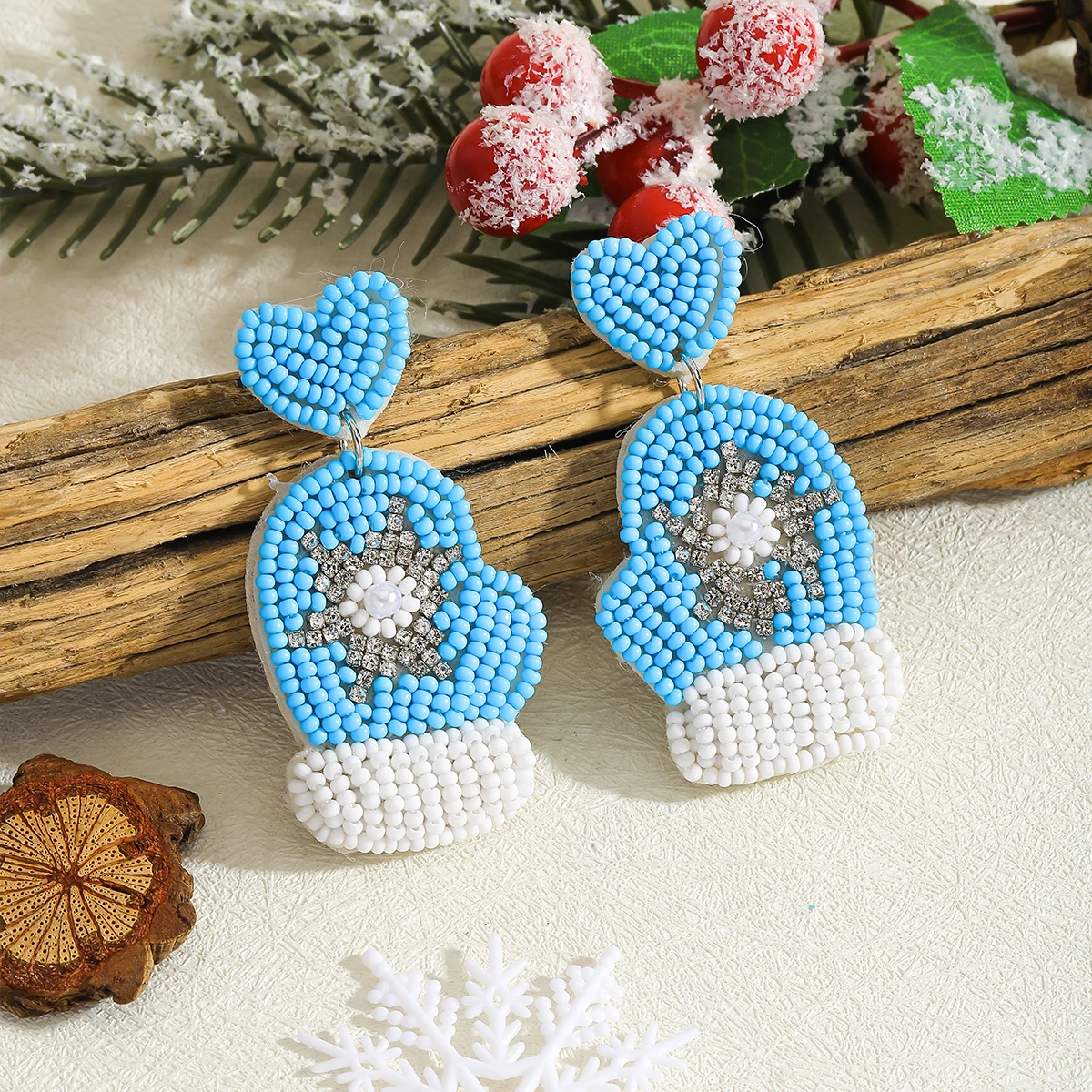 Vedawas عيد الميلاد مطرز قفازات كسارة البندق الجندي قلادة أقراط للنساء اليدوية الأرز الخرز مجوهرات هدية عيد #6