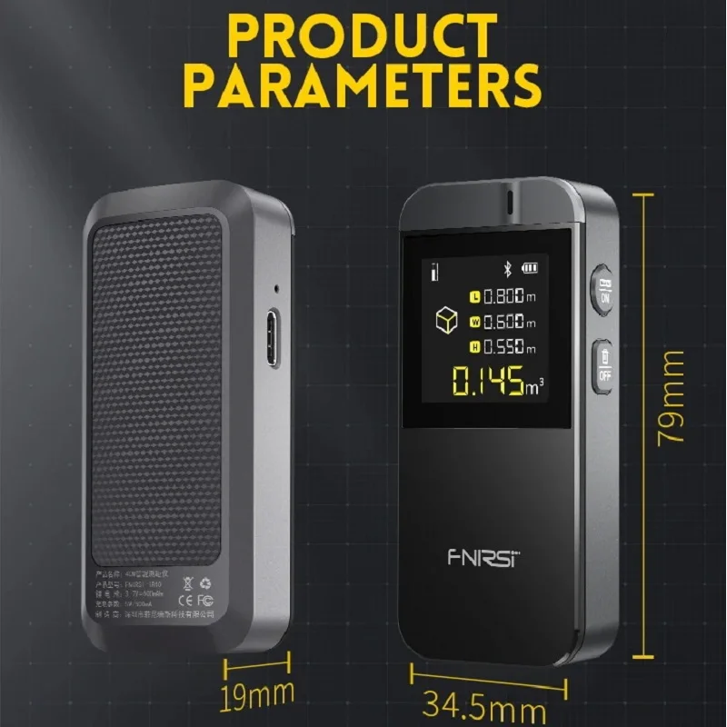 Imagem -02 - Laser Rangefinder Fita Métrica Distância Medidor Construção Decoração Roleta Usada Conecte-se ao Aplicativo para Desenhar 40m Fnirsi-ir40