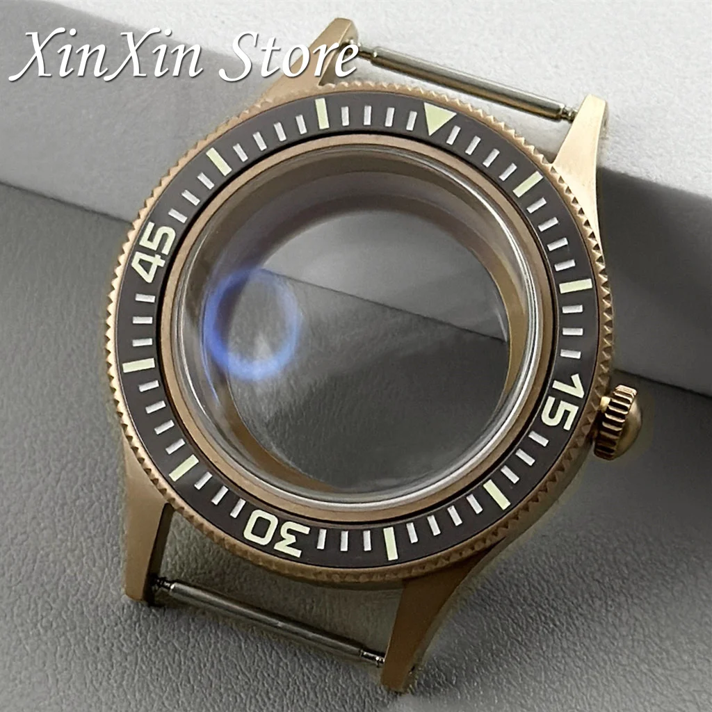 Titanium Rose Gold 40mm Retro Luminous Bezel Diving Double Domed Coated AR Sapphire Glass Watch Case For NH34 NH35 NH36 Movement