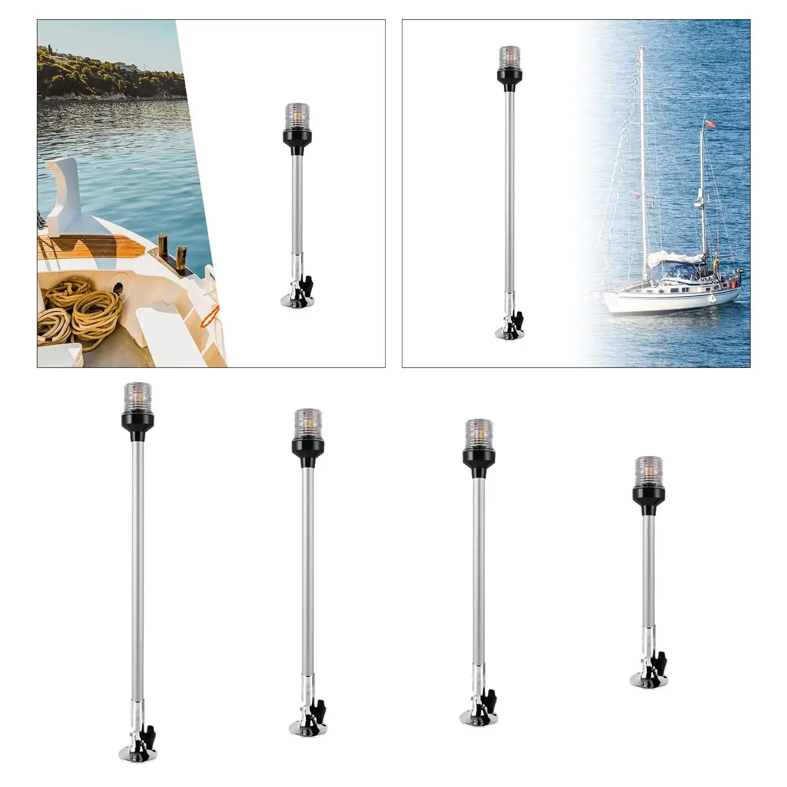 

LED Marine Navigation Light 3W Stainless Steel Base High Transparent Sturdy 360 Degree Illumination Professional Stern Light