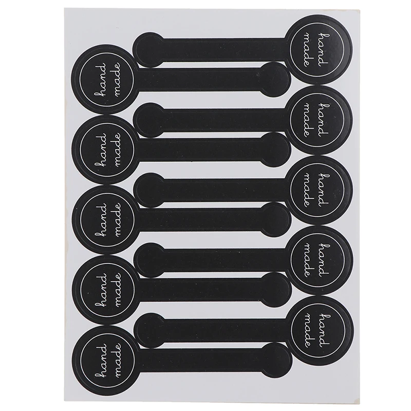 100Pcs Handmade Packaging Sealing Sticker Labels Long Style Black Handmade Cake Packaging Sealing Label Kraft Sticker Baking
