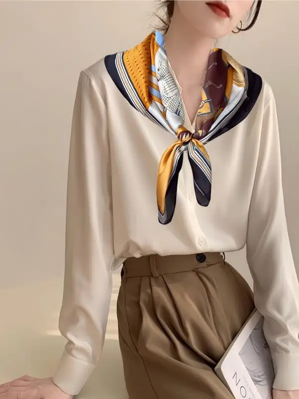 

Silk scarf female versatile spring and autumn small square female fashion foreign style neck protection