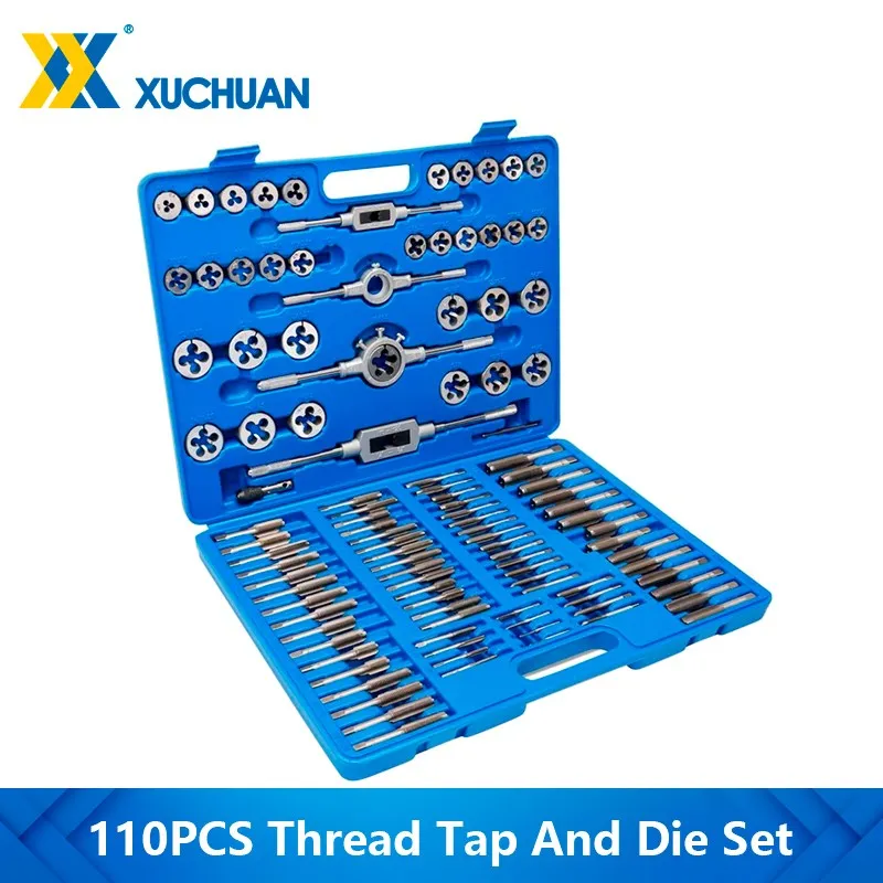 

Tap Die Set 110pcs M2-M18 Bearing Steel Metric Screw Thread Tap and Die Hand Tapping Threading Tool Hand Tools