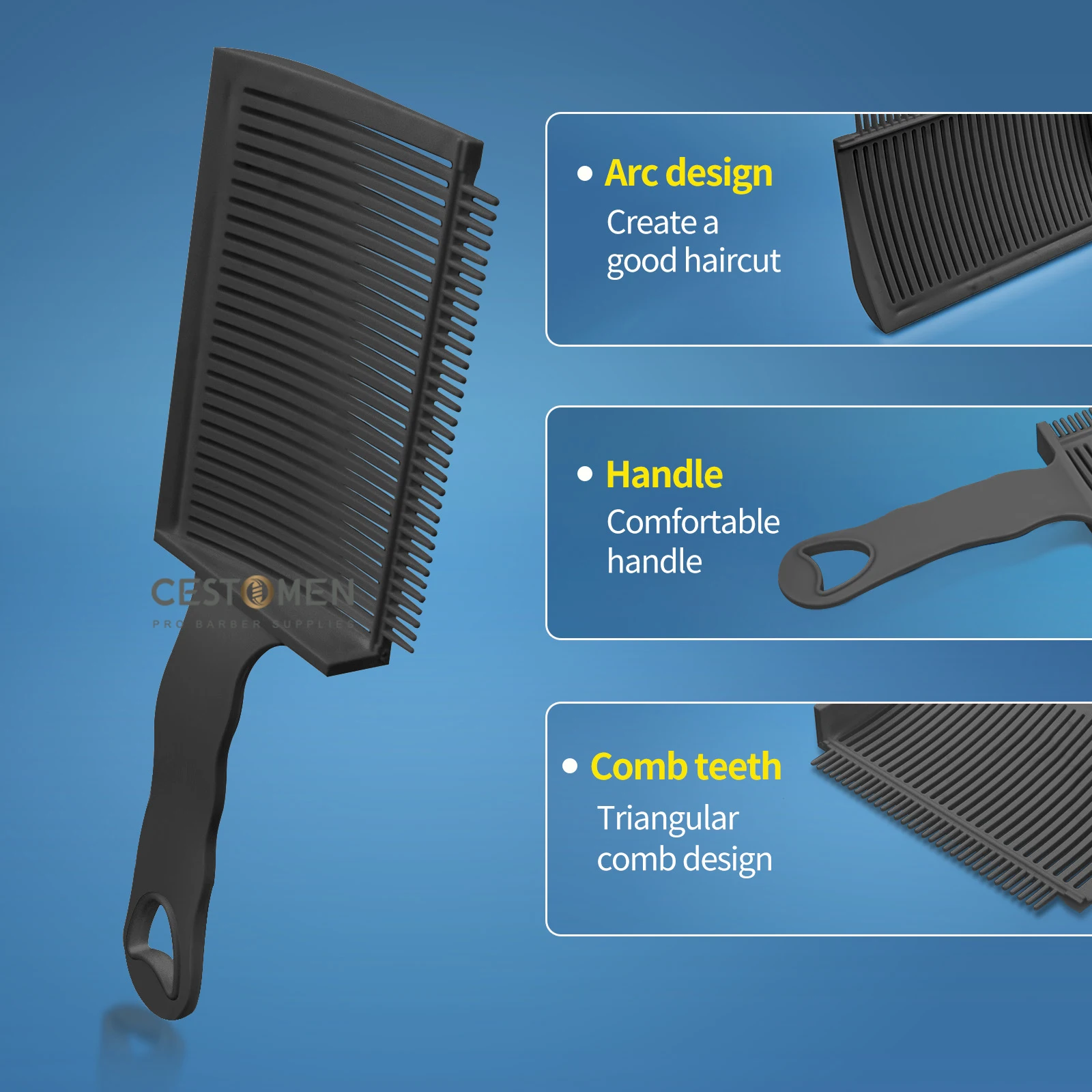 Professional Barber Fading Comb Clipper Blending Flat Top Hair Cutting Combs Heat Resistant For Salon Hairdressing Styling Tool