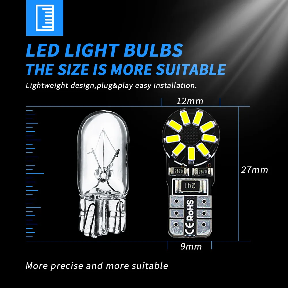 W5W T10 LED Canbus No Error Bulb Car Interior Light 194 LED Signal Lamp For Mercedes-Bens Bmw Audi Ford 6000K 12V