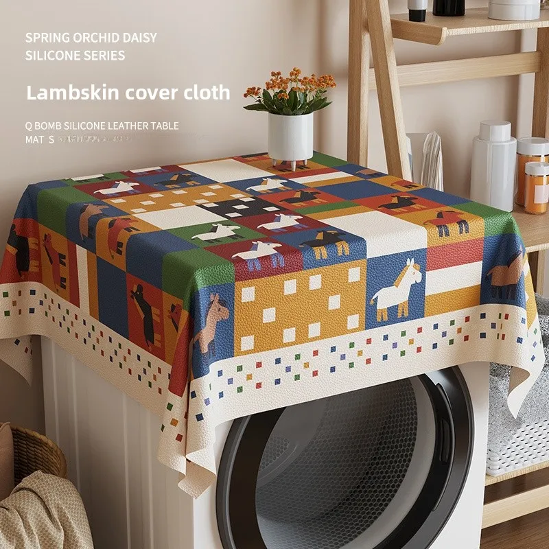 

Чехол для стиральной машины в американском стиле, водонепроницаемый, с защитой от солнца и пыли, универсальный чехол для бытовой техники, чехол для стиральной машины с роликовой подставкой