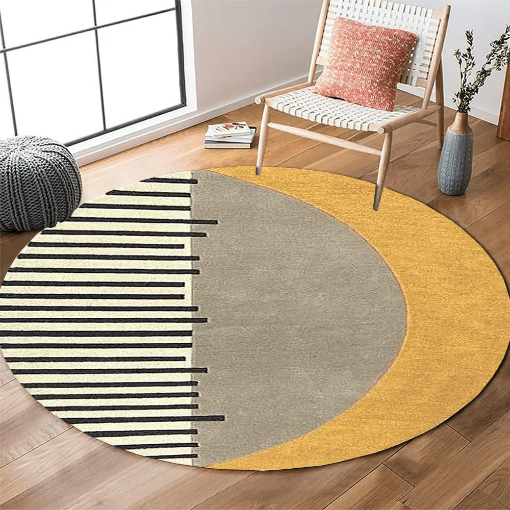 Round Rug Piano Keys Music Note Design Flannel Door Mat Elegant Non Slip Floor Carpet for Music Room Studio Home Decor Gift