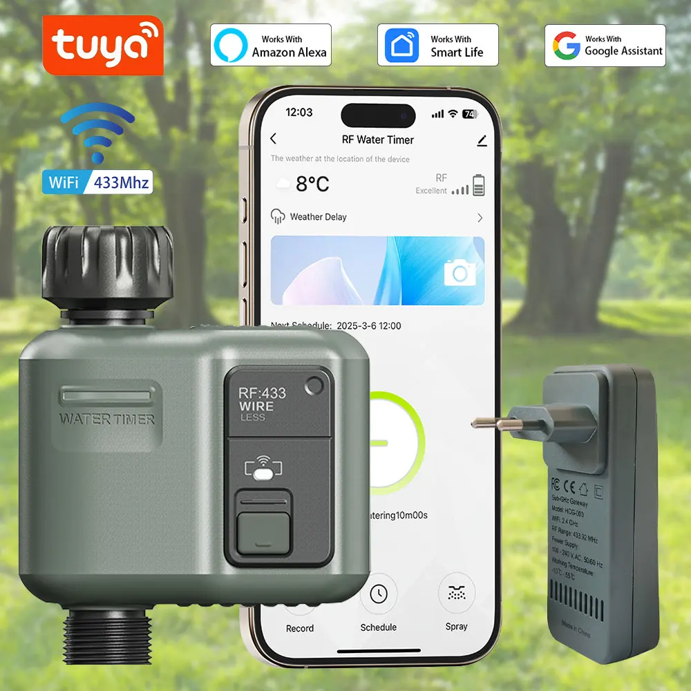 

Tuya Wifi Smart Automatic Water Timer with Gateway Garden Irrigation Watering System Remote Sprinkler Programmer support Alexa