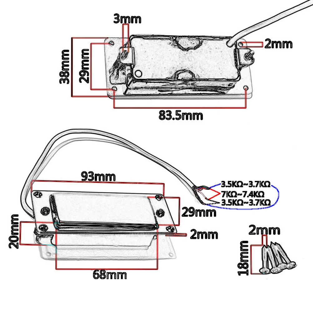 

Mini Pickup For Electric Guitar 4 Cores Humbucker Neck Bridge Magnet Wax Potted Noise Suppression Durable