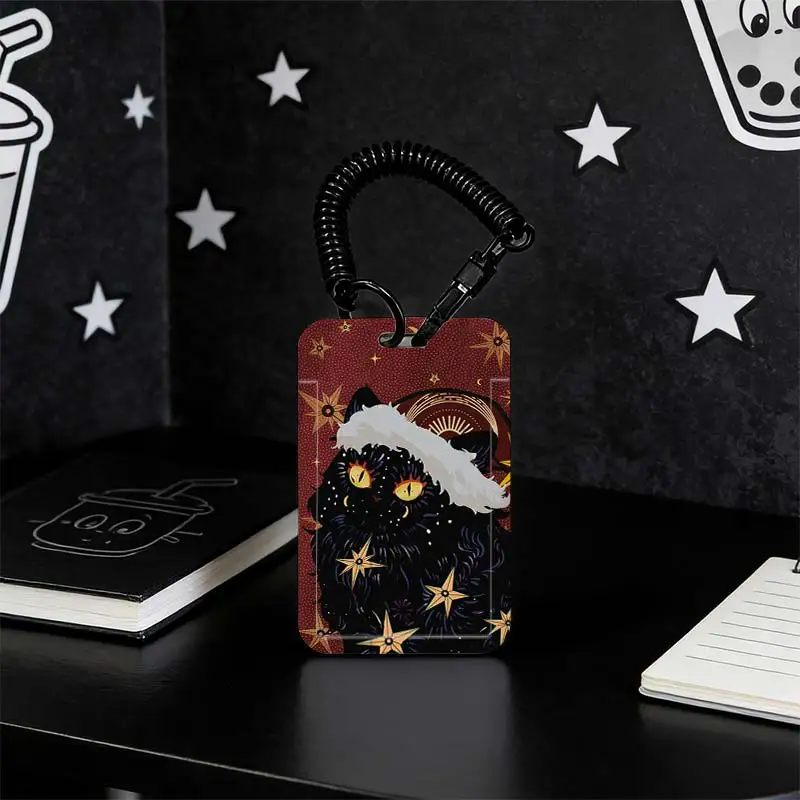 Card Sleeve for Student Bus/Meal Card Protection Case Kpop Photocard Holder Photo Protector Stretchable Spring Cord