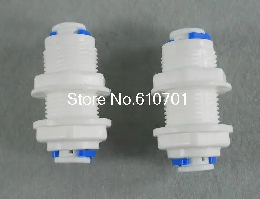 

2PCS RO Water Male White Fittings Bulkhead Quick Connector 1/4 inch Tube