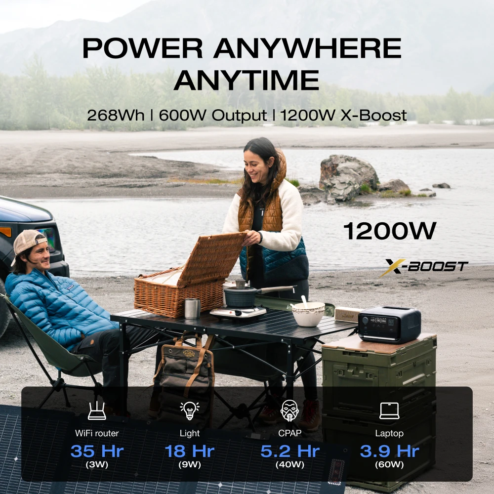 ECOFLOW River 3 Max 560 Portable Power Station, Extra Battery EB300 and River 3 Plus 270, 268Wh-554Wh Expansion LiFePO4 Battery with 10-Year Lifespan, Built-in 140W USB-C Port for Charging/Discharging, Use Independently view 6