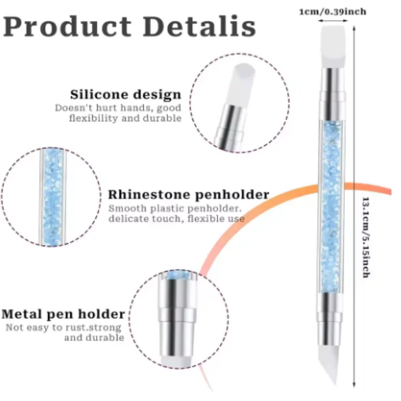 5Pcs Sculpture Pen Dual Tipped Silicone Nail Tools Acrylic Pen Brushes for Resin Design for Foil Carving Drawing