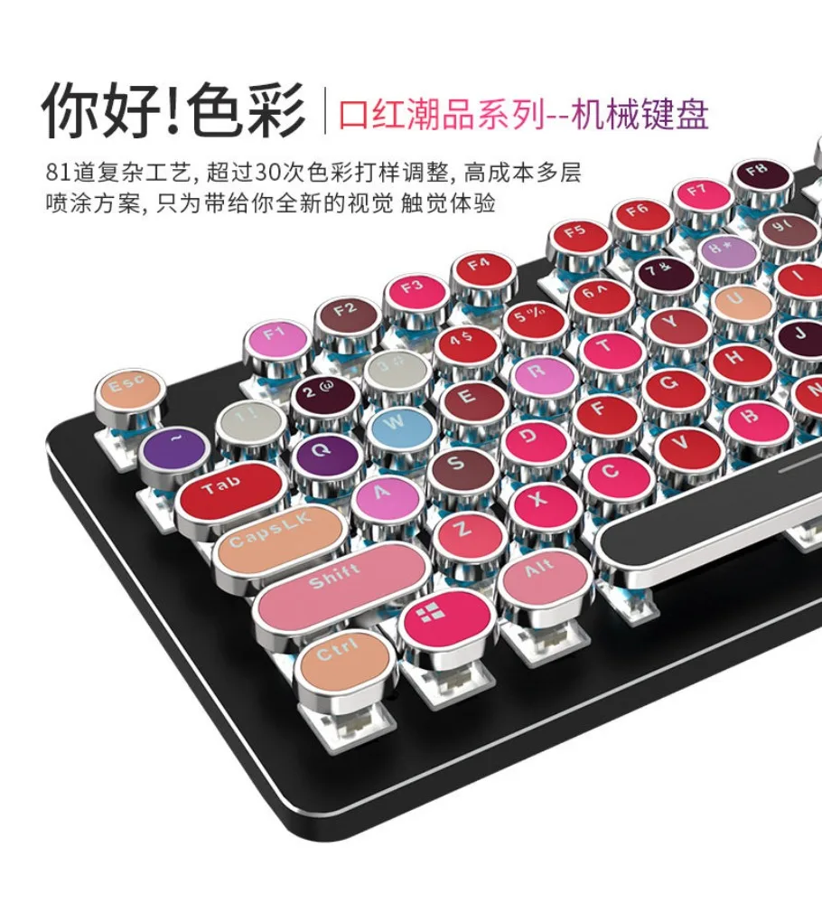 Lipstick color retro round keycap girls high value keycap cute personality advanced mechanical keyboard cap
