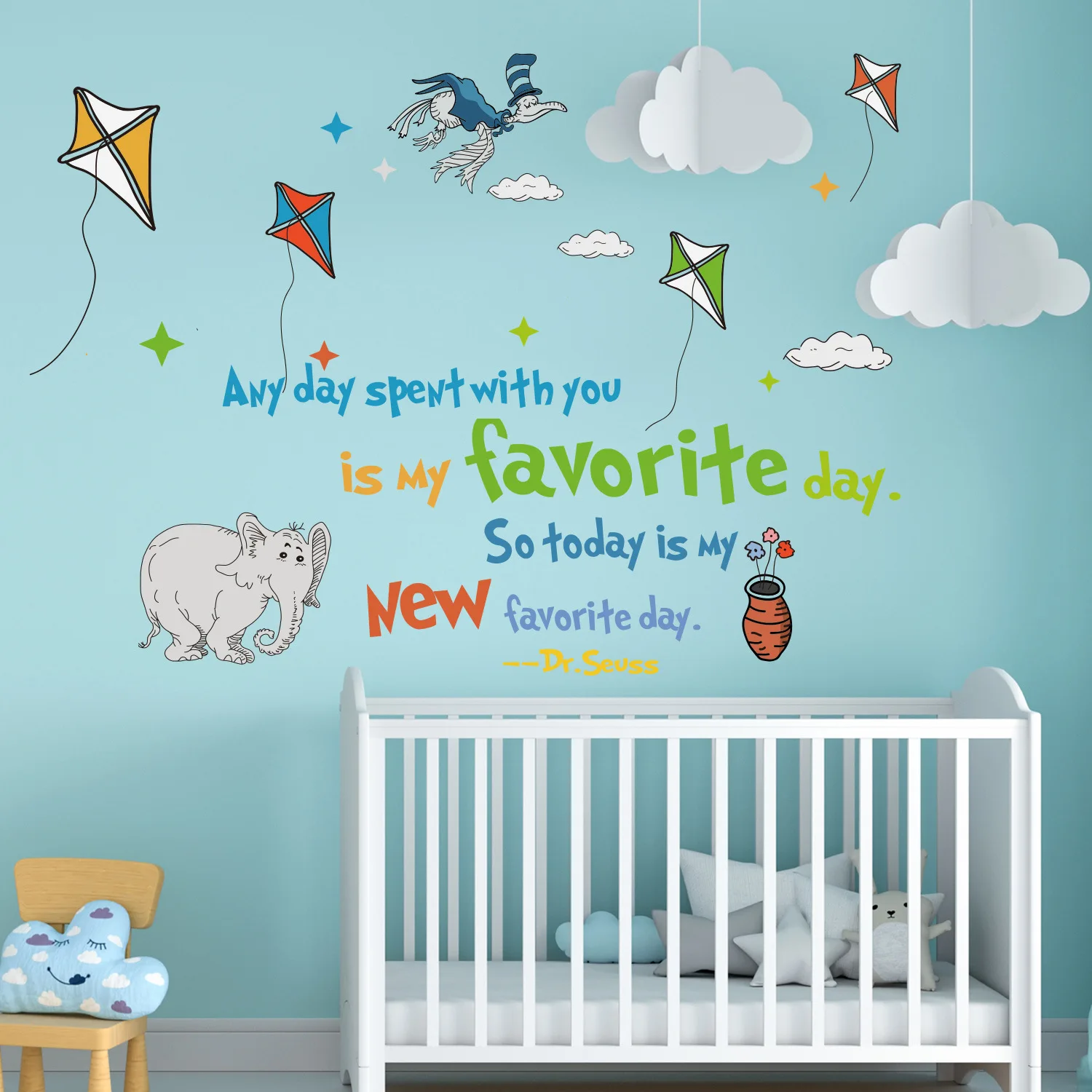 Colorful Dr. Seuss Inspirational Quotes Wall Decals Learning Education Saying Wall Stickers for Kids Teens Bedroom Study Decor