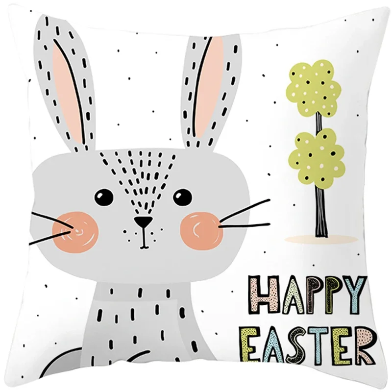 

Easter Day Rabbit Pillow Case Polyester Square Throw Pillow Cover Kawaii Cute Cushion Cover Home Decor Fundas Para Cojines