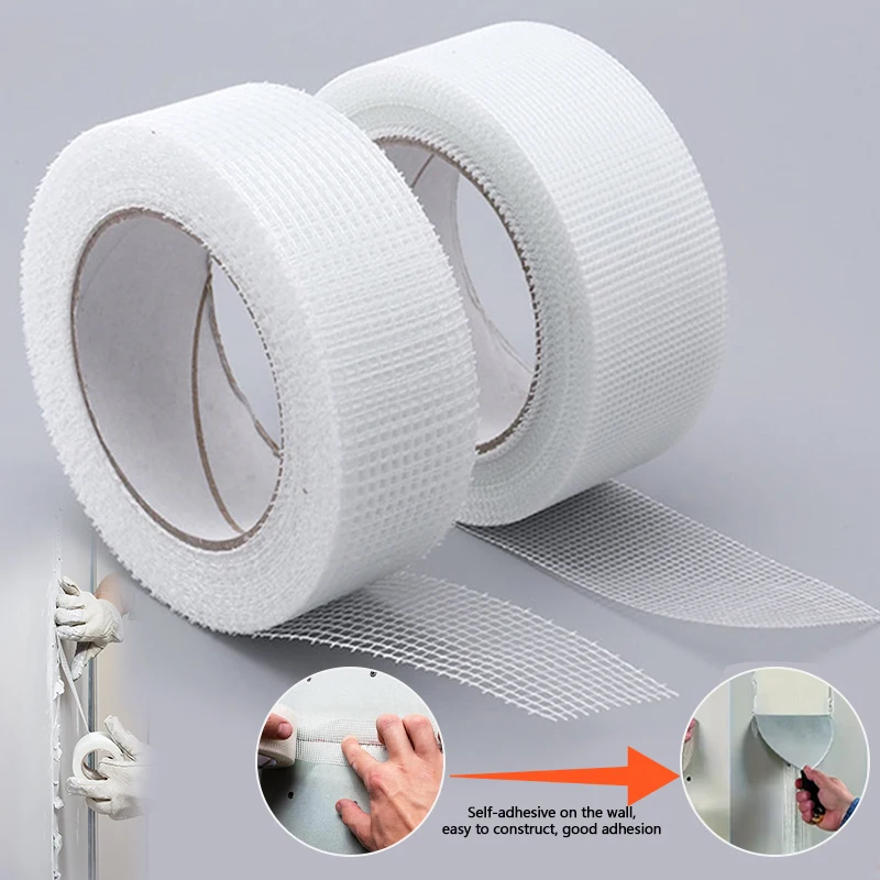 1Roll 4.5cmx25m Fiberglass Tape Mesh Wall Crack Repair High Temperature Resistant Tape Sheetrock Mesh Tape Drywall Patching Tape