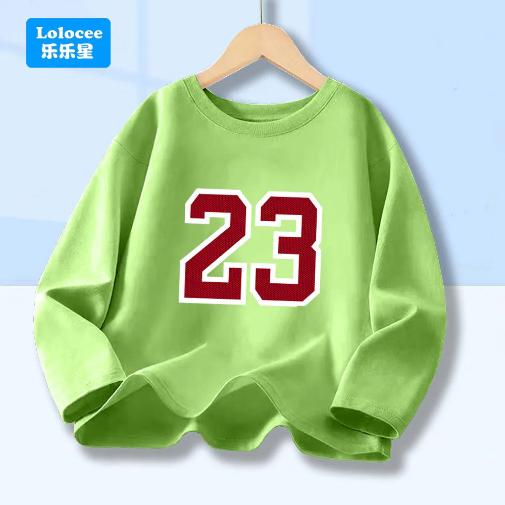 The Number 23-Druck-Grafik-T-Shirt für Jungen, weiche Baumwolle, Rundhalsausschnitt, Tops, Frühling und Herbst, Streetwear, modisches Langarm-T-Shirt SZ23