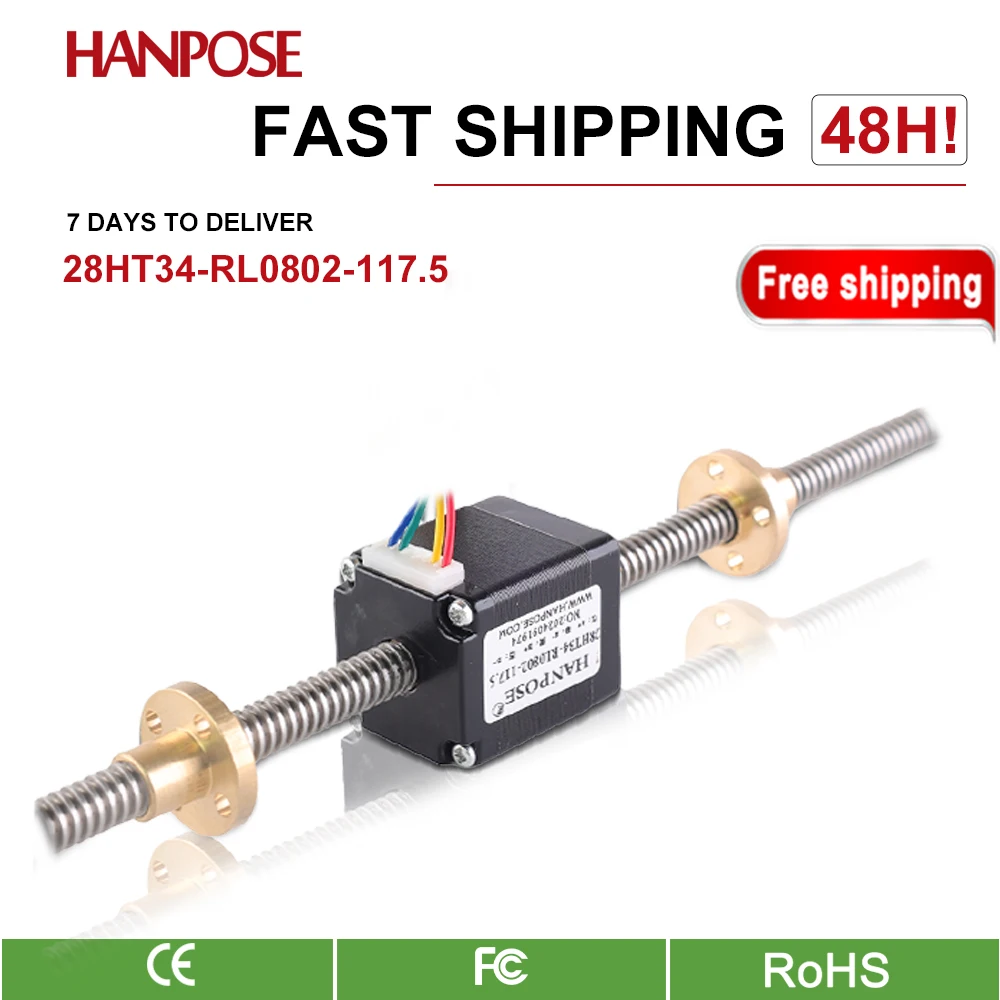 

28HT34-28//40/50-RL0802-117.5 Трапециевидный ходовой винт Мотор в сборе с реверсивными резьбами