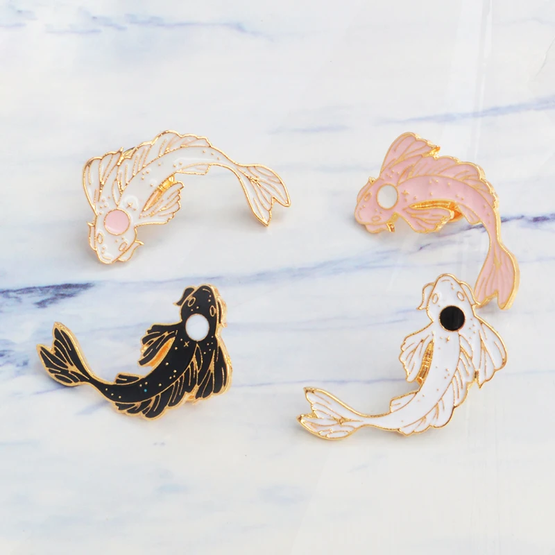 Broche de Revers de Vêtements pour Sac à Dos, Danemark ges de Stade de Sushi, Collection de Bijoux de Dessin Animé de Style Japonais, Broche en Émail, Koi Squid Feel Pines