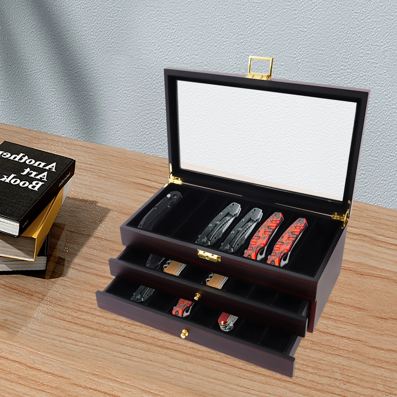 

3-Tier Knife Display Case Organizer Knife Storage Box Suitable for Storing Various Cutting Tools