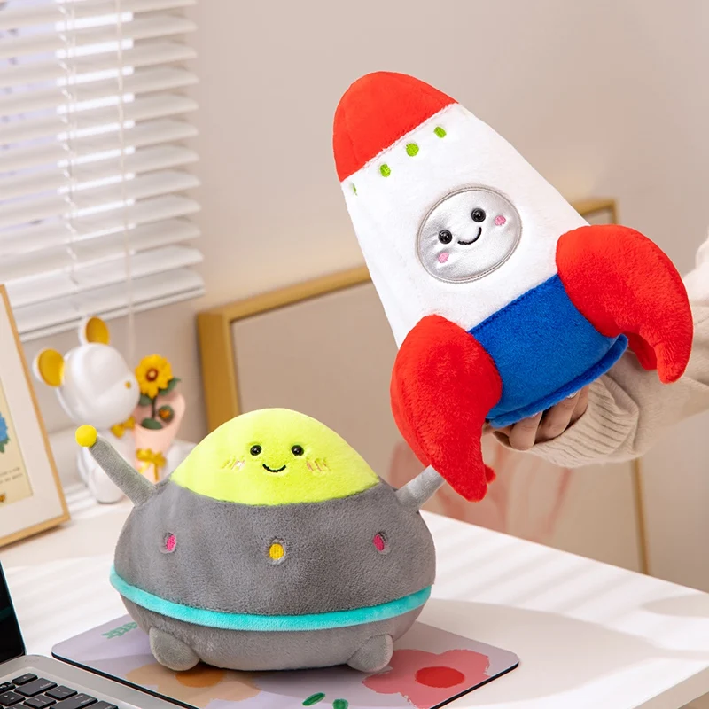Almohada con forma de nave espacial y cohete, regalo de cumpleaños con tema espacial, decoración del hogar, cojín para sofá y cama, almohada creativa suave y cómoda