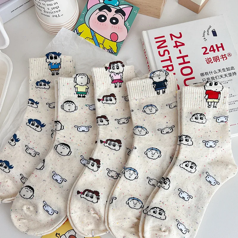 Cartoon Bandai kawaii creative socks Cute anime crayon new mid-calf models cotton new couple casual socks Gift