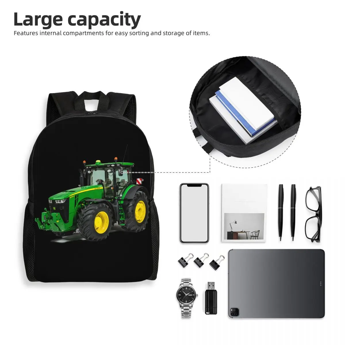 Tractor Laptop Backpack Men Women Casual Bookbag for School College Students Bags