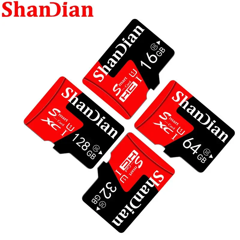 SHANDIAN Red TF Smart SD Car CD Player Memory Capacity Expansion 8GB 16GB 32GB 64GB 128GB Free Gift Comes with SD Card Adapter