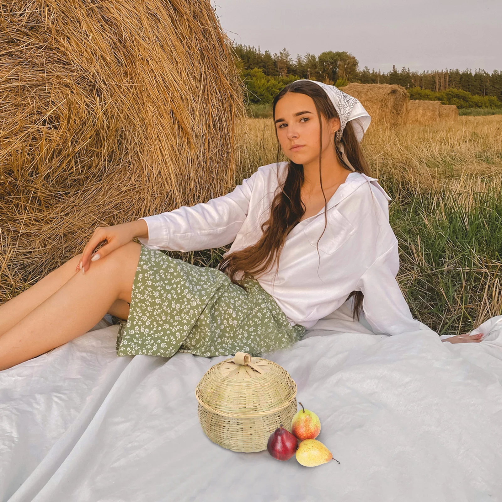 

Bamboo Weaving Basket With Cover Handmade Food Storage Organizer Kitchen Home Sundries Egg Tea Leaf Multipurpose Container