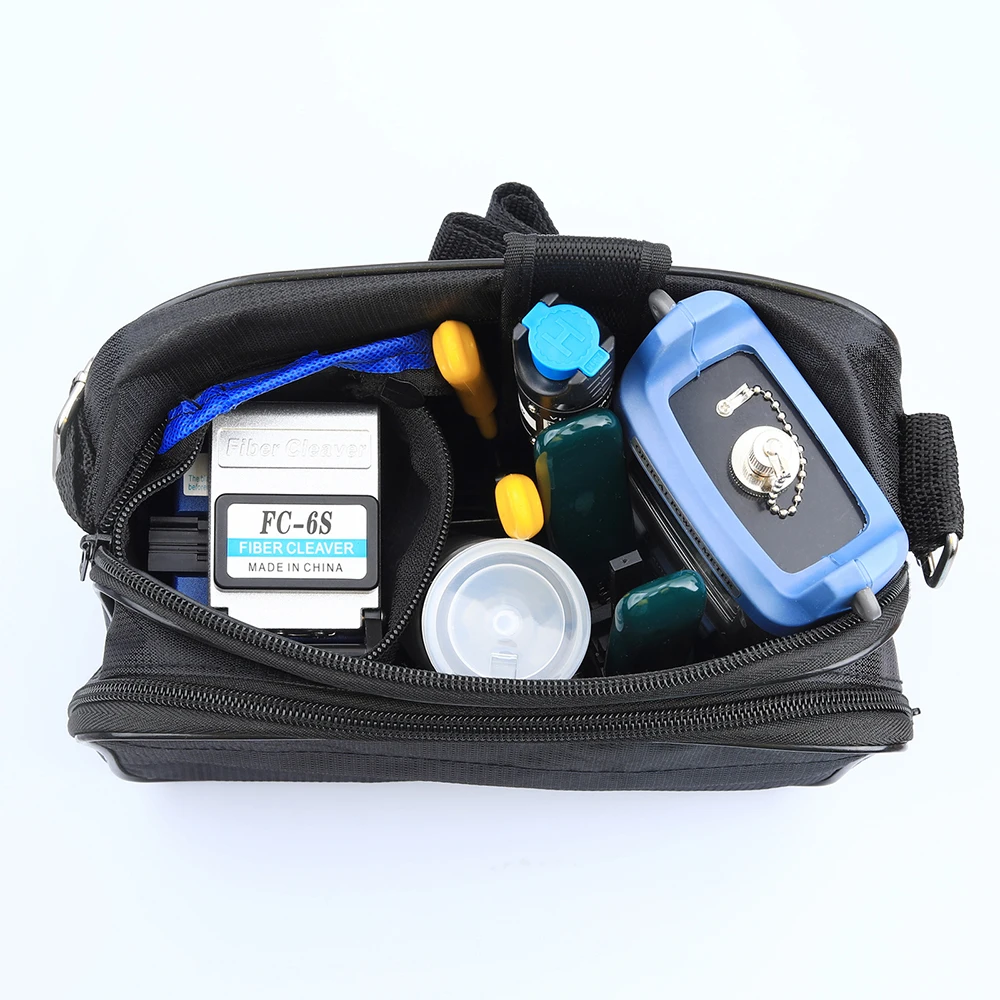 Fiber Optic FTTH Tools Kit Optical Power Meter Fiber Cleaver Wire Stripper Optical Fiber Cold Connection Tool Set with Bag