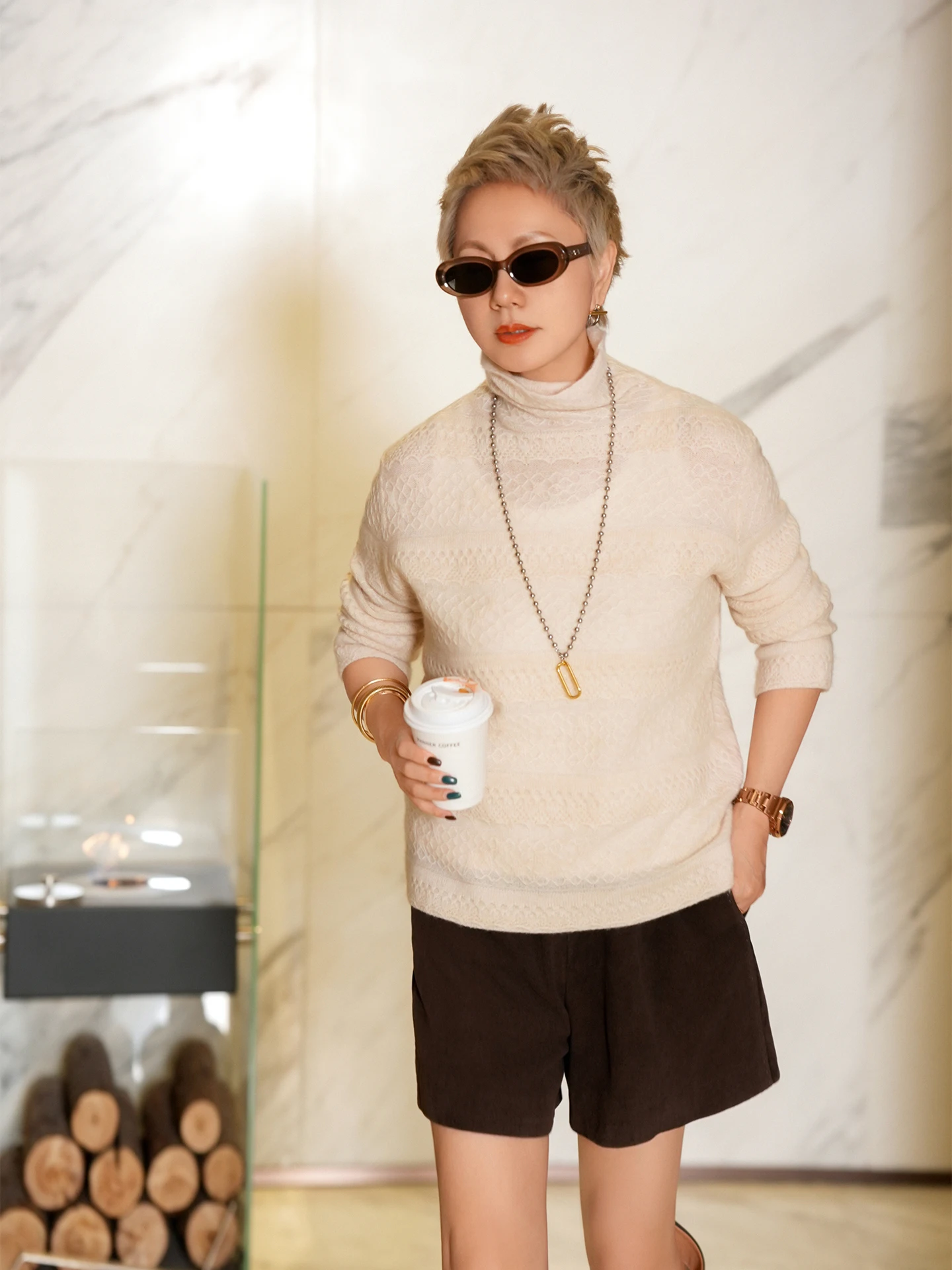 High Collar Ey Wool… - image