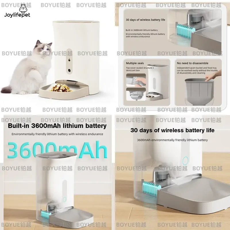 4.5L Intelligent Automatic Pet Feeder with Camera Dry Wet Separation Plastic Bowl for Dogs Cats Small Animals Stainless Steel