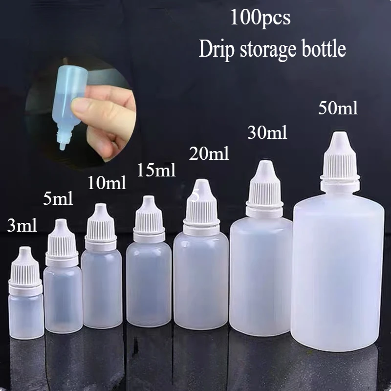 100PCS Eye Drops Plastic Empty Bottles Squeezable Dropper Bottles Portable Eye Drops Small Plastic Refillable Containers Empty