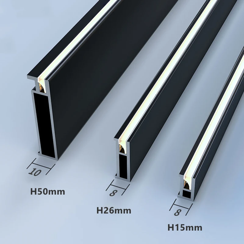 H15/26/50mm Ultra-narrow LED Skirting Line Thicken Aluminum Profiles Strip Lights Minimalist Metal Wall Baseboard Linear Lamp