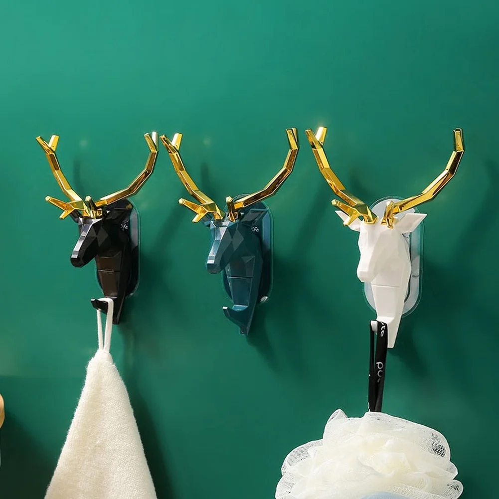 For Kitchen For Bathroom Elk Antler Hanger Sticky Hooks For Kitchen Storage White,Blue,Black Elegant Design Sticky Hooks