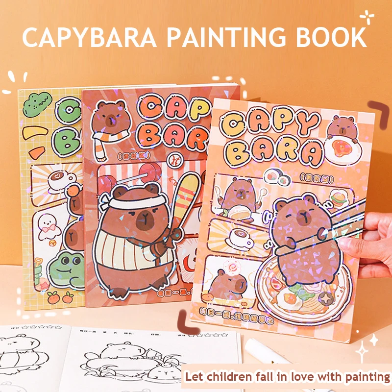 Imagem -03 - Kawaii Capivara Coloring Book Infantil Copiar Imagem Graffiti Sketchbook Desenho Notebook Art Supplies