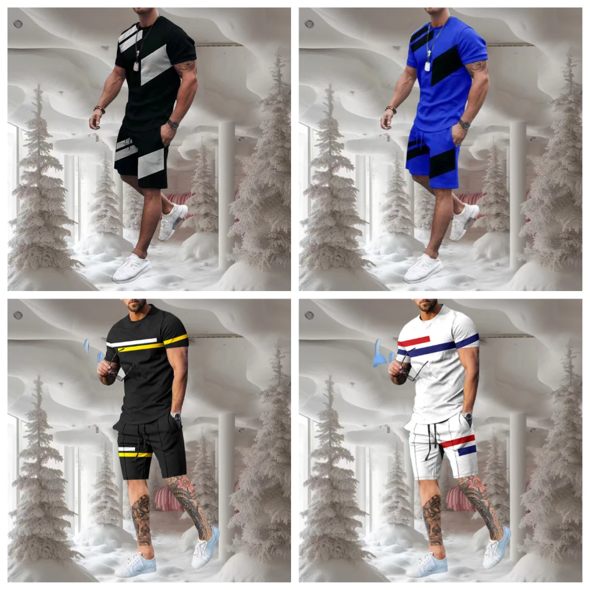 

Летний мужской костюм, модная мужская футболка с шортами, повседневная спортивная одежда с принтом, супер уличная мужская одежда для стрельбы