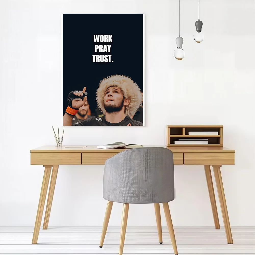 Work Pray Trust - Khabib Poster Customizable Printed Canvas Painting for Pictures Wall Art Modern Living Room Paintings Luxury