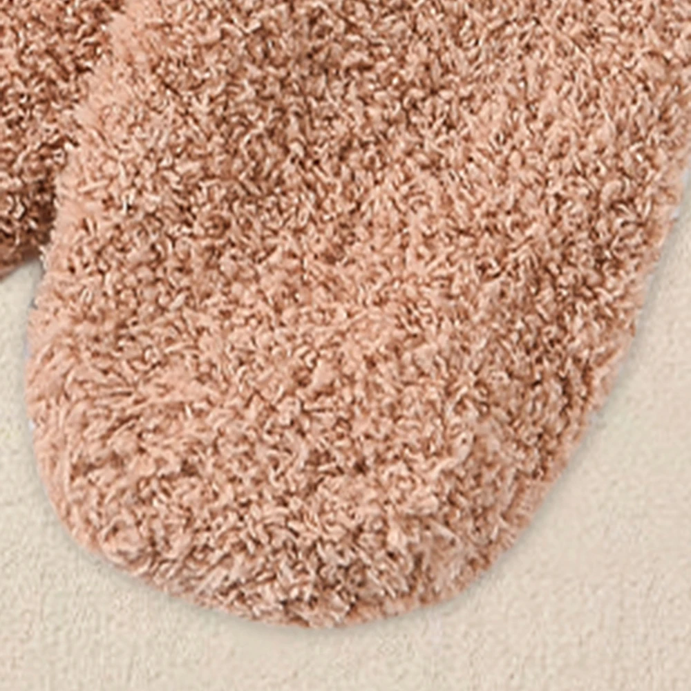 4 Pairs Women Autumn And Winter Warm Half Fleece Adult Women Thick Towel Coral Fleece Mid Tube Socks